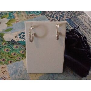 Sparkling New .40 Carat DIAMONIQUE Pave Milgrain Hoop Style Earrings